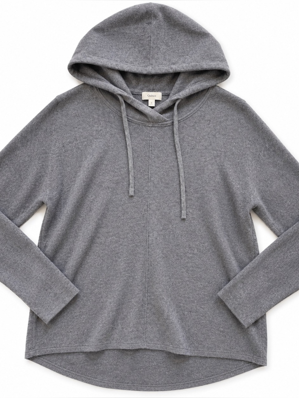 Quince Eco-Knit Milano Stitch Pullover Hoodie Gray Small